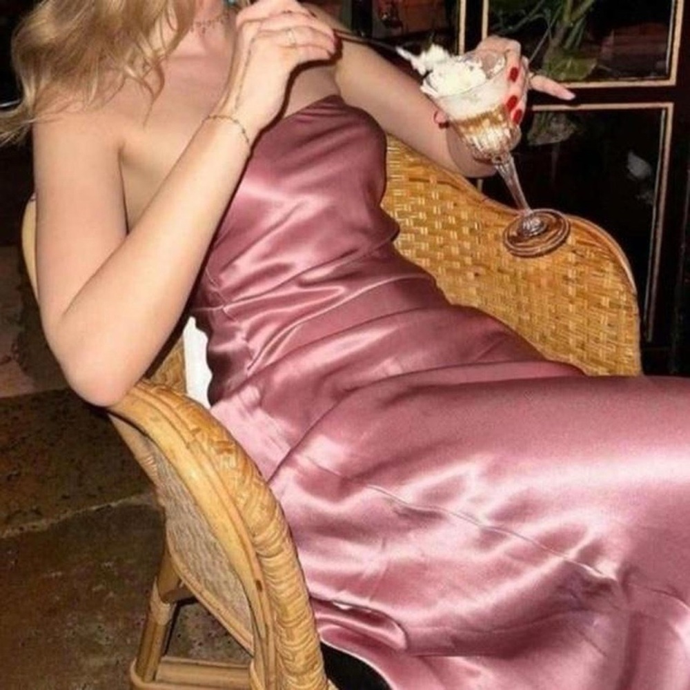 Reformation Joana Silk Dress in Rose Petals